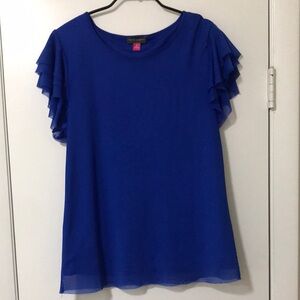 Vince Camuto Blue Ruffled Sleeve Top
